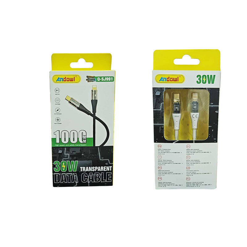 Andowl  Διαφανές καλώδιο δεδομένων USB σε Lighting Q-SJ870 - Transparent Data Cable