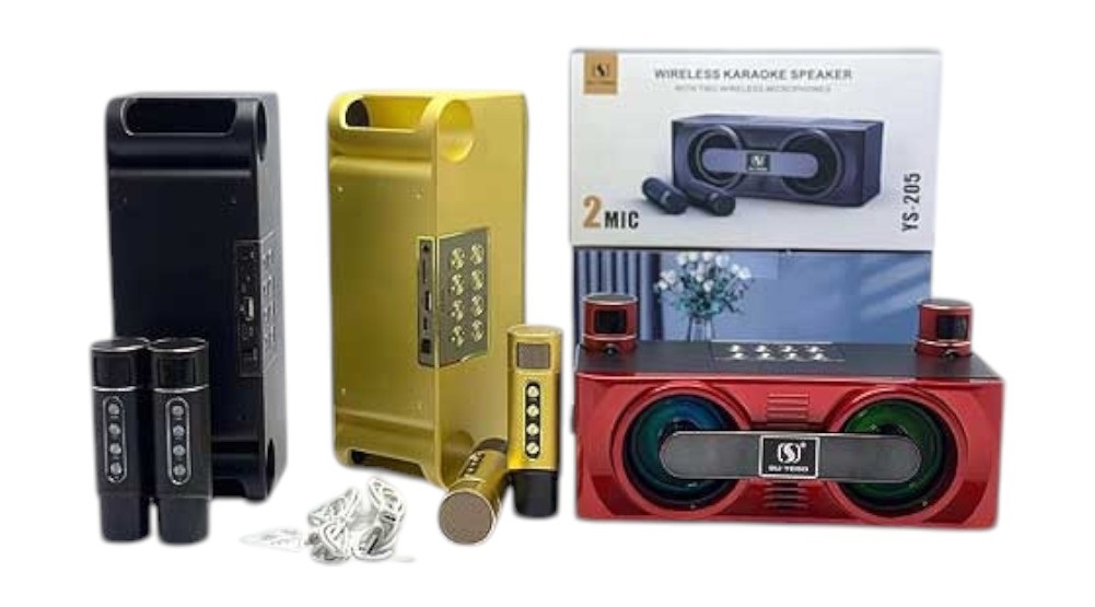 Ασύρματο ηχείο Bluetooth με 2 μικρόφωνα Karaoke - YS-205 - 887226 - Gold