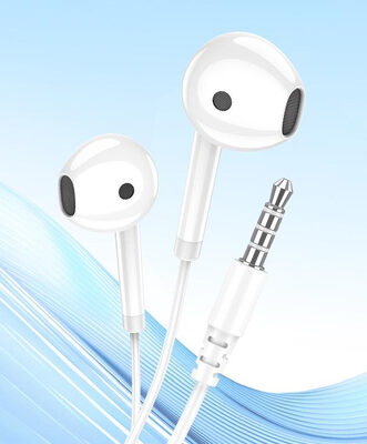 KAKUSIGA earphones με μικρόφωνο KSC-1301, 3.5mm σύνδεση, 14mm, 1.1m, λευκά