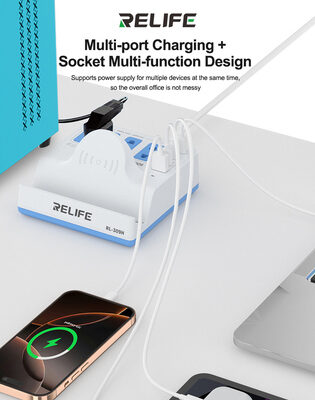 RELIFE σταθμός φόρτισης RL-309H, USB/3x USB-C/3x DC/wireless, 72W, λευκός