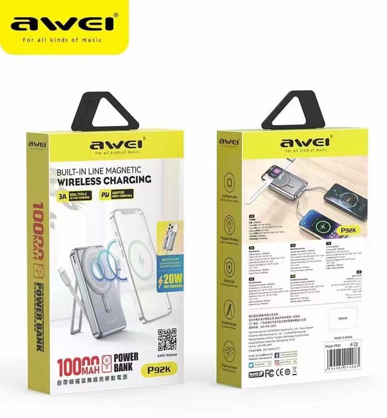 Powerbank μαγνητικής φόρτισης - P92K - 10.000mah - 20W - AWEI - 014083
