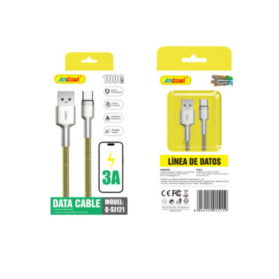 Andowl Καλώδιο δεδομένων USB σε Type-c 3A 1M Q-SJ121 - Data Cable