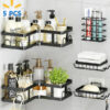 Σετ επιτοίχια ράφια μπάνιου - 5pcs - 2155 - 170141 - Black