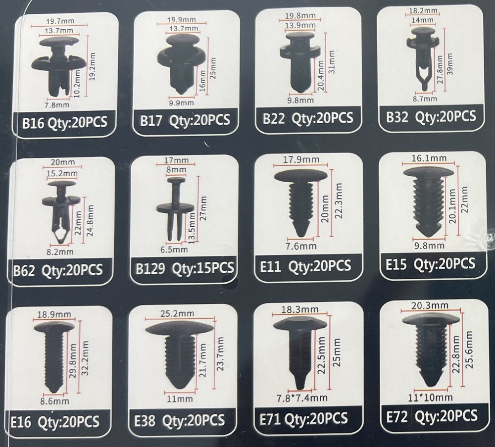 Σετ συνδετήρες αυτοκινήτου 12 τύπων - 240pcs - 180260