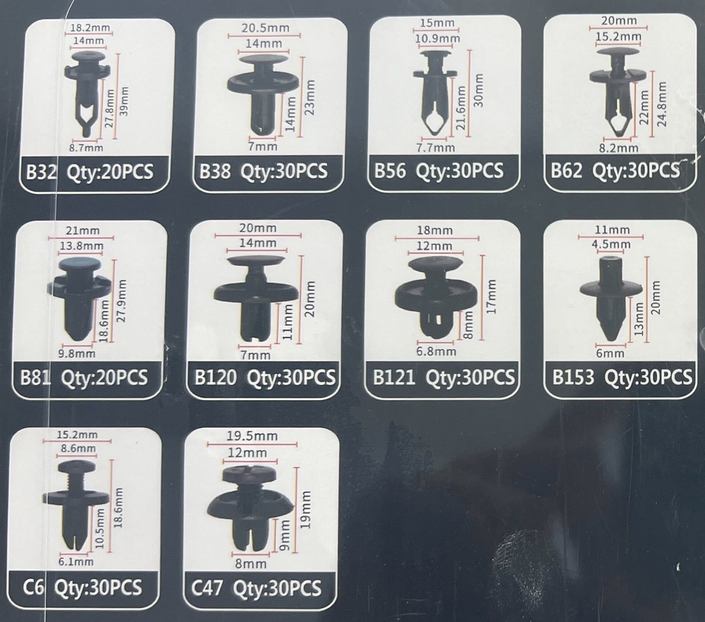 Σετ συνδετήρες αυτοκινήτου 10 τύπων - 280pcs - 180261