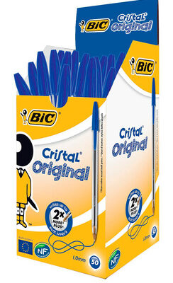 BIC στυλό διαρκείας Cristal με μύτη 1mm, μπλε 50τμχ