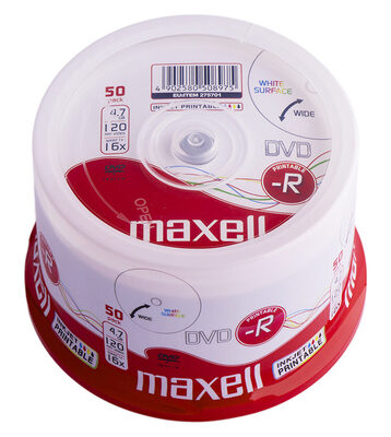 MAXELL DVD-R 275701, 4.7GB, 120min, 16x speed, printable, Cake 50τμχ