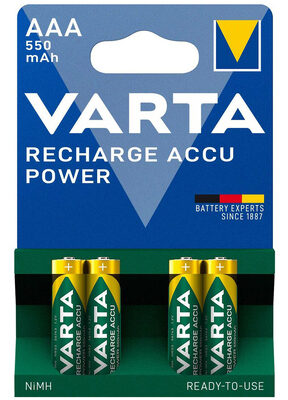 VARTA επαναφορτιζόμενες μπαταρίες λιθίου, AAA, 550mAh, 1.2V, 4τμχ