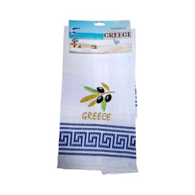 Πετσέτα ποτηρόπανο Souvenir με κέντημα - Σετ 12pcs - Greece - 416099