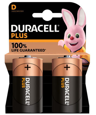 DURACELL αλκαλικές μπαταρίες Plus, D/LR20, 1.5V, 2τμχ