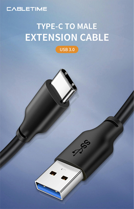CABLETIME καλώδιο USB-C σε USB CMAMN, 3A, 5Gbps, 1m, μαύρο