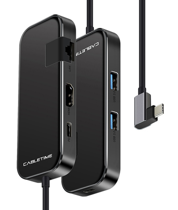 CABLETIME docking station CT-CMHD61G, 6 θυρών, USB-C σύνδεση, 4K, 60W, μαύρο