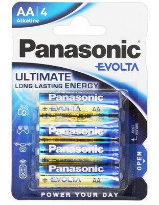 PANASONIC αλκαλικές μπαταρίες Evolta, AA/LR6, 1.5V, 4τμχ