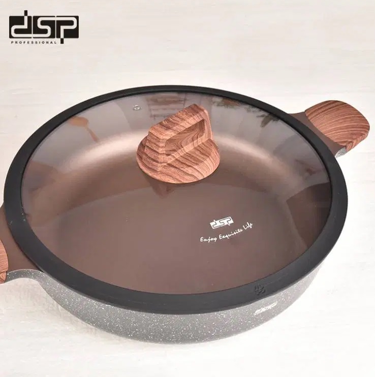 Ρηχή κατσαρόλα αντικολλητική με καπάκι - 2.7L - CA004-BS24-Black - DSP - 563769