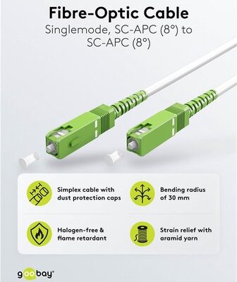 GOOBAY καλώδιο οπτικής ίνας SC-APC 59599, Singlemode OS2, 15m, λευκό