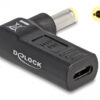DELOCK αντάπτορας τροφοδοσίας 60011, USB-C σε 5.5x2.5mm, 90°, μαύρος