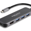 DELOCK docking station 64171, 5 θυρών, USB-C σύνδεση, 85W PD, 4K, γκρι