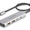 DELOCK USB hub 64230, 4x θυρών, 10Gbps, USB-C σύνδεση, γκρι