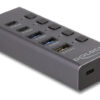 DELOCK USB hub 64248 με διακόπτες, 5x θυρών, 5Gbps, USB/USB-C σύνδεση, γκρι
