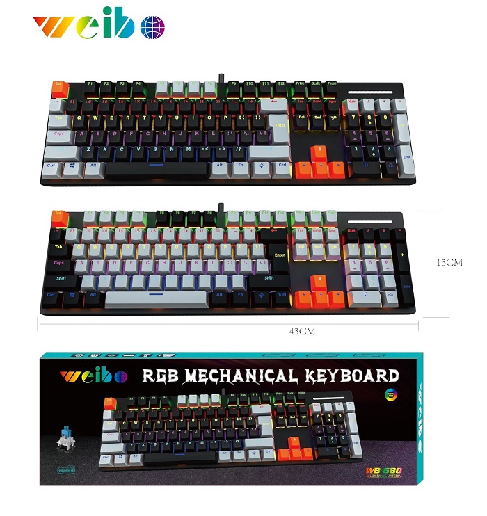 Ενσύρματο πληκτρολόγιο Gaming - LED RGB - WB-680 - Weibo - 653675