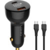 LDNIO φορτιστής αυτοκινήτου C101 με καλώδιο, USB/USB-C, 100W PD, μαύρος