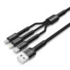 LDNIO καλώδιο USB σε USB-C/Lightning/Micro USB LC93, 3.4A, 1.2m, γκρι