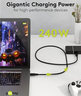 GOOBAY καλώδιο USB-C 74183, USB4, 240W, 40Gbps, 8K/60Hz, 1m, μαύρο