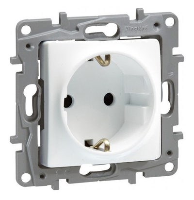 LEGRAND πρίζα 2Π+Γ 764529, ασφαλείας, λευκή