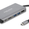 DELOCK docking station 87683, 7 θύρες, USB-C, 100W PD, 4K, MST, γκρι
