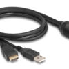 DELOCK καλώδιο HDMI & USB 87880, αρσενικό σε θηλυκό, IP67, 1m, μαύρο