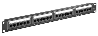GOOBAY patch panel 93866 19"/1U, 24x ports, CAT 6 UTP, μαύρo