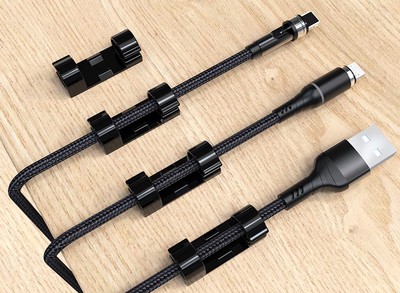 Οργανωτές καλωδίων AG702D με αυτοκόλλητο, 3x1.1x0.7cm, μαύρο, 20τμχ