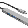 ORICO USB hub AH-12F με card reader, 3 θυρών, 5Gbps, USB-C σύνδεση, γκρι