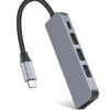 POWERTECH docking station CAB-UC045, 5 θυρών, USB-C σύνδεση, 4K, ασημί