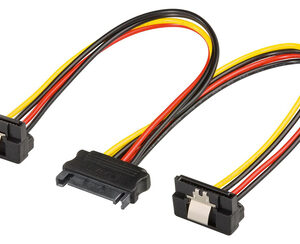 POWERTECH καλώδιο SATA 15pin male σε 2x 15pin female 90° CAB-W040