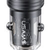 USAMS φορτιστής αυτοκινήτου US-CC175, USB & USB-C, 45W, QC & PD, μαύρος