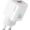 USAMS φορτιστής τοίχου US-CC189, USB & USB-C, 30W PD, λευκός