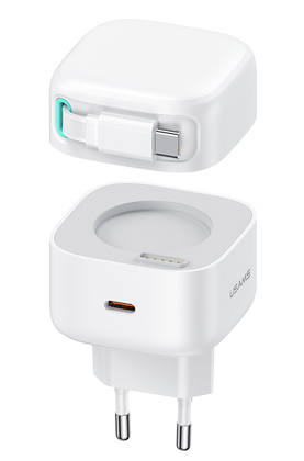 USAMS φορτιστής τοίχου US-CC202 με καλώδιο USB-C, USB-C, 35W GaN, λευκός