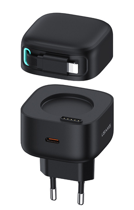 USAMS φορτιστής τοίχου US-CC209 καλώδιο Lightning, USB-C 35W GaN, μαύρος