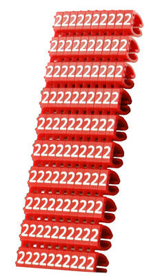POWERTECH Clip αρίθμησης καλωδίου Νο 2, Red, 10τεμ.
