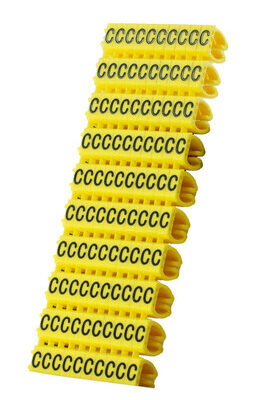 POWERTECH Clip αρίθμησης καλωδίου γράμμα C, Yellow, 10τεμ.