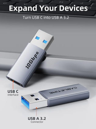 CABLETIME αντάπτορας USB-C σε USB CT-AMCF10-AG, 10Gbps, 3A, γκρι