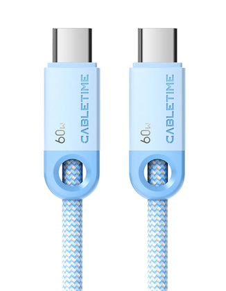 CABLETIME καλώδιο USB-C CT-CM60-PBW, 60W PD, 480Mbps, 1m, μπλε