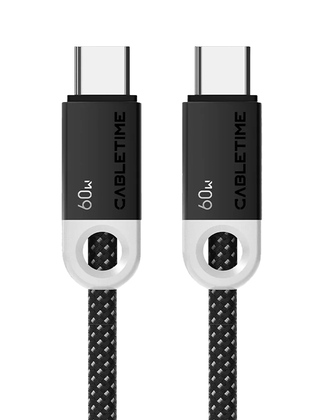 CABLETIME καλώδιο USB-C CT-CM60-PBW, 60W PD, 480Mbps, 1m, μαύρο