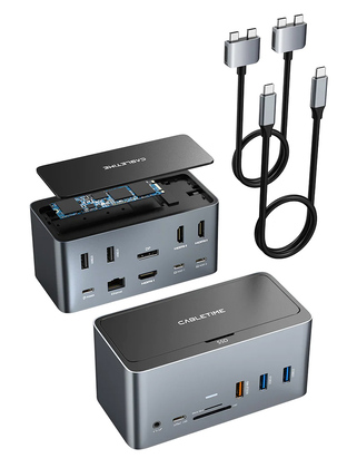 CABLETIME docking station DOCK162-AG2 15 θύρες, M.2 NVME, 4K 100W, γκρι