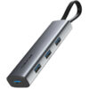 CABLETIME USB hub CT-HUBP4, 4x θυρών, 5Gbps, USB-C σύνδεση, γκρι