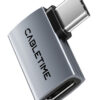CABLETIME αντάπτορας USB-C CT-OTG41-AG, γωνιακός, USB4, 240W, 40Gbps, 8K, γκρι