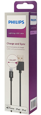 PHILIPS καλώδιο USB σε Lightning  DLC3104V-00, 2.4Α, 1.2m, μαύρο