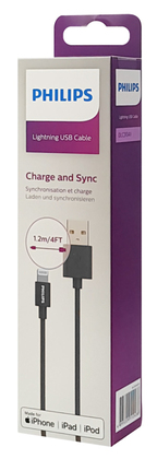 PHILIPS καλώδιο USB σε Lightning  DLC3104V-00, 2.4Α, 1.2m, μαύρο