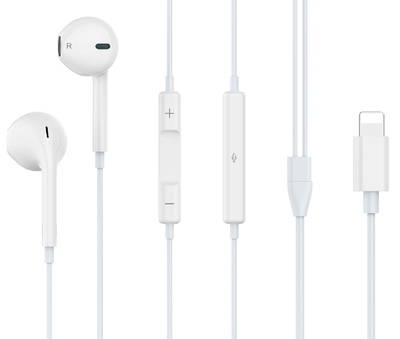 CELEBRAT earphones με μικρόφωνο G17, Lightning, Φ14mm, 1.2m, λευκά